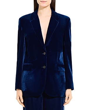 Shop Theory Velvet Two Button Blazer In Blueberry