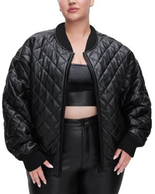 Good American Women's Better Than Leather Quilted Bomber, Black001, XXS-XS  at  Women's Coats Shop