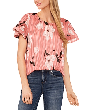 CeCe Pleated Floral Top