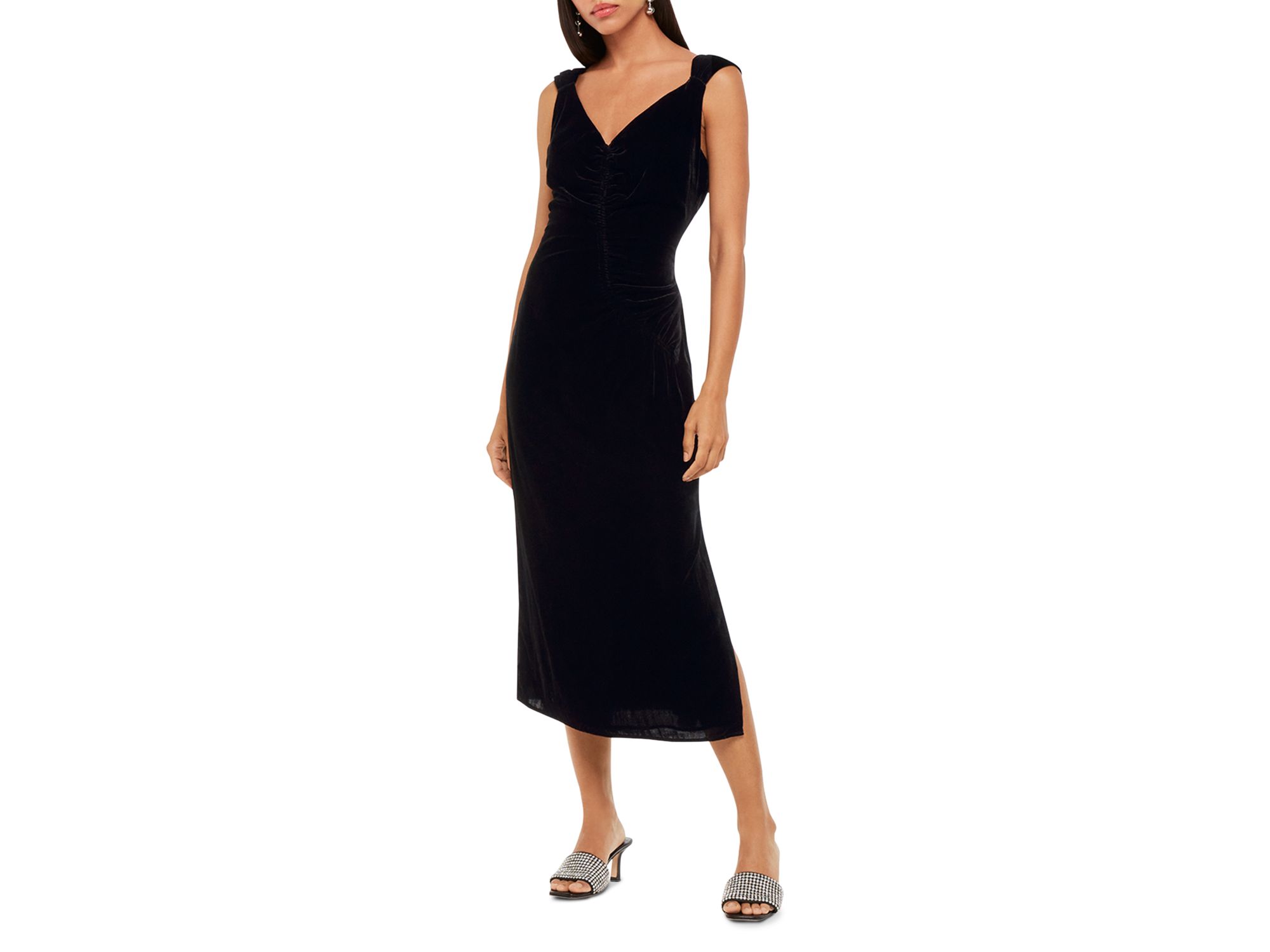 Draped Velvet Midi Dress - Image 1