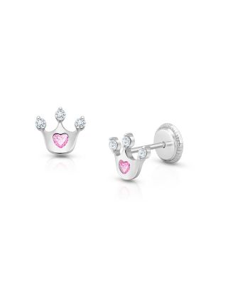  Girls' 14K Gold Princess at Heart Stud Earrings - Baby, Little Kid, Big Kid