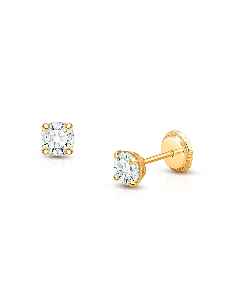 Tiny Blessings Children's 14k Gold 4mm Crystal Birthstone Studs Girls' Screw Back Earrings In April