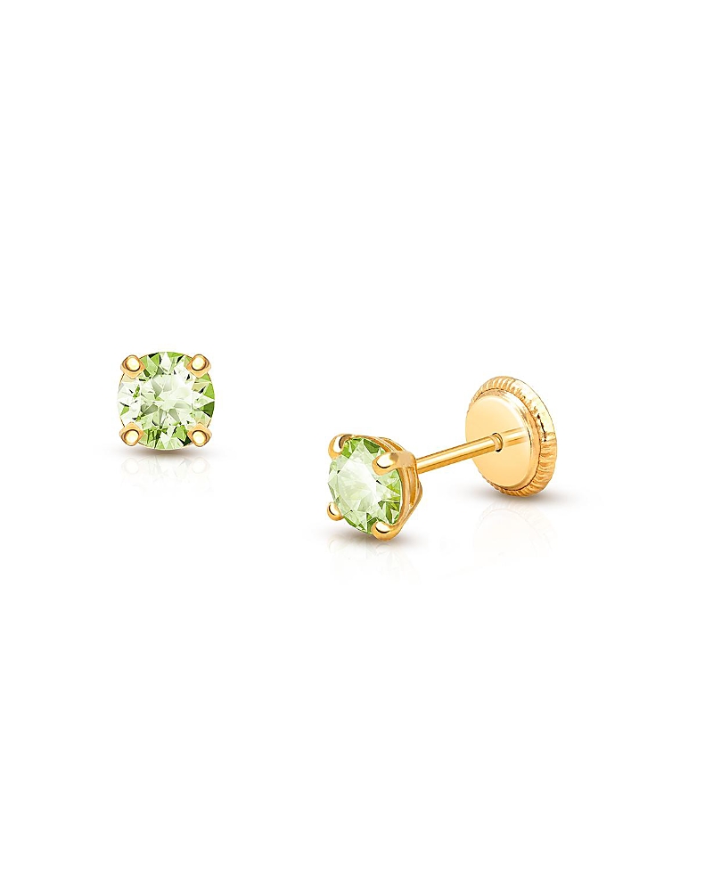 Tiny Blessings Children's 14k Gold 4mm Crystal Birthstone Studs Girls' Screw Back Earrings In August