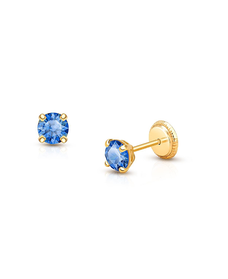 Tiny Blessings Children's 14k Gold 4mm Crystal Birthstone Studs Girls' Screw Back Earrings In September