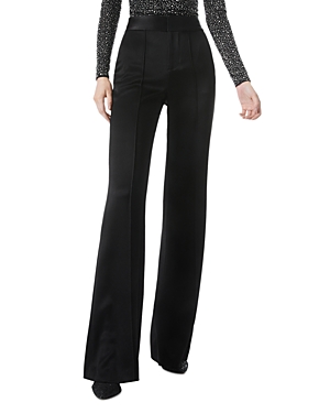 Alice and Olivia Dylan High Waisted Wide Leg Pants in Black Satin Waistband