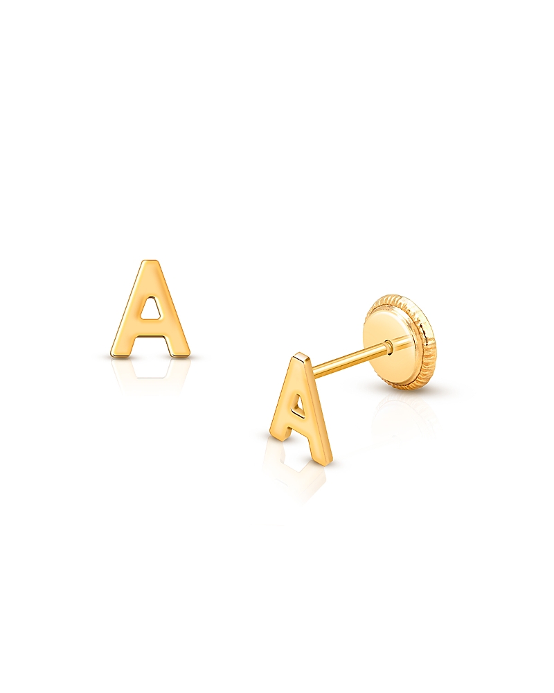 Tiny Blessings Girls' 14K Gold Tiny Initial Studs Screw Back Earrings - Little Kid, Big Kid