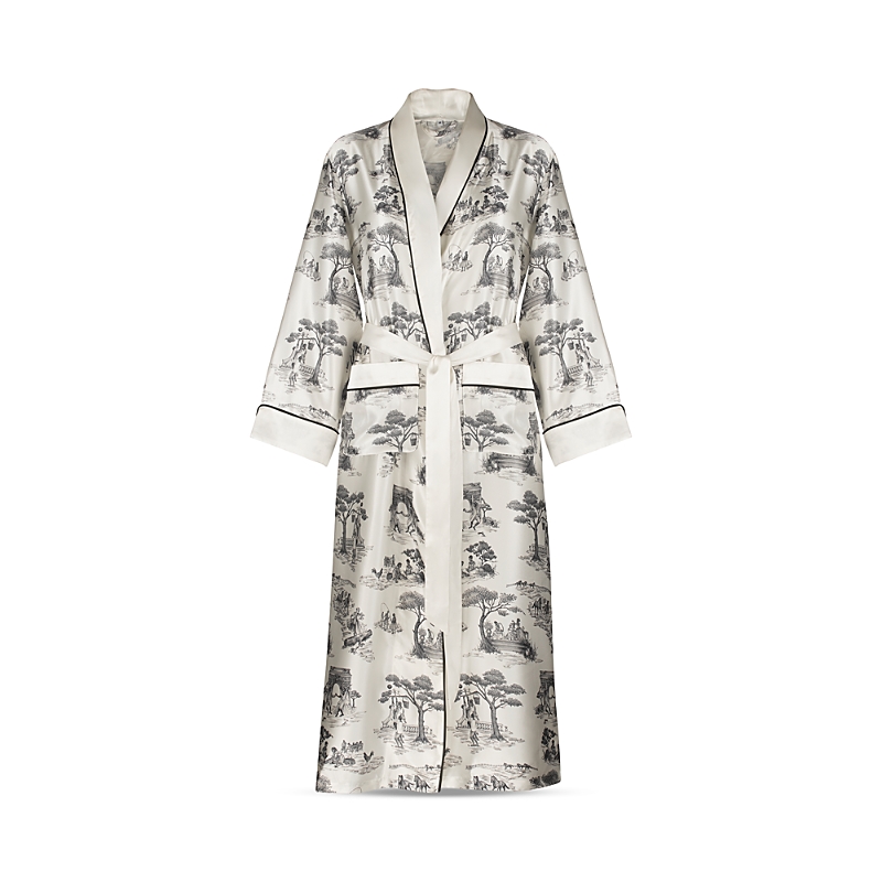 Gingerlily X Sheila Bridges Harlem Toile Print Robe In Ivory