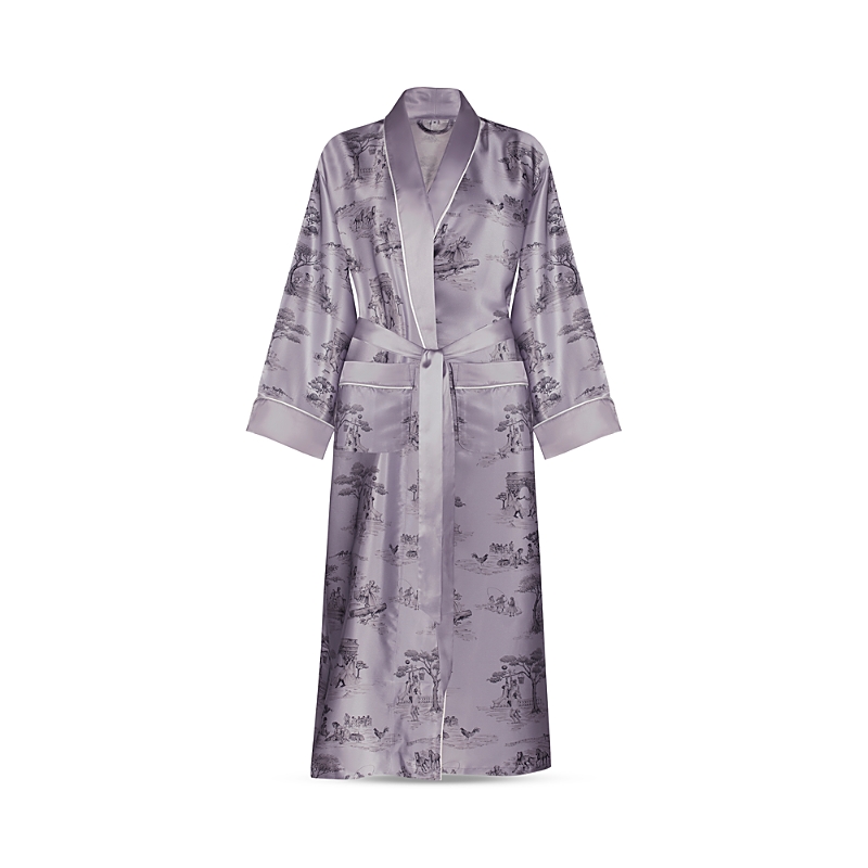 Gingerlily X Sheila Bridges Harlem Toile Silk Robe In Lilac