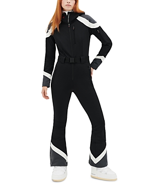 Shop Perfect Moment Allos One-piece Hooded Ski Suit In Black/snow White