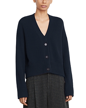 Vince Three Button Boxy Cardigan In Coastal Blue