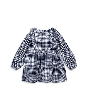 MILES THE LABEL GIRLS' FLORAL EMBROIDERED BRUSHED FLANNEL CHECKERED DRESS - BABY