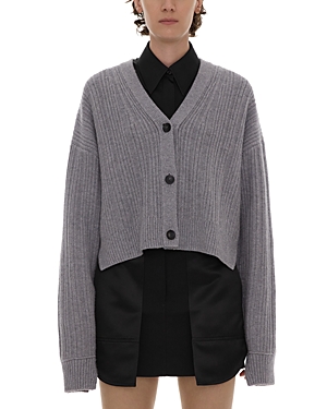 Shop Helmut Lang Boxy Cardigan Sweater In Light Heather Grey