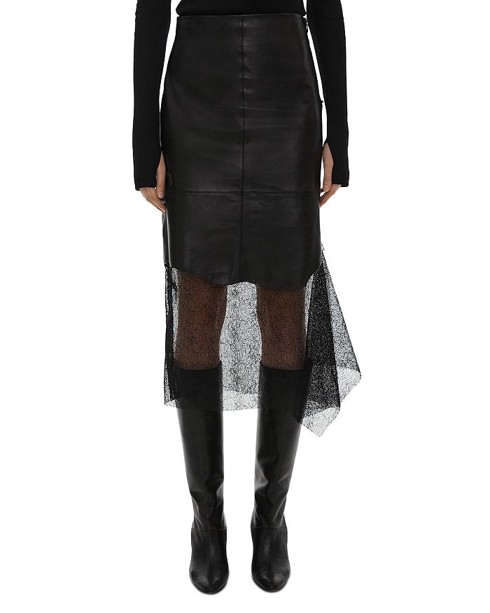 Helmut Lang Leather & Lace Skirt | Bloomingdale's