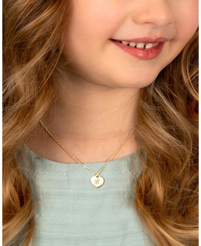 Girls' 14K Gold Baby Heart & Engraved Initial 13-14" Necklace - Children