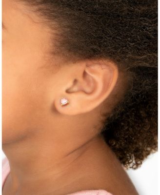 Girls' 14K Gold Pink Dazzling Heart Studs Screw Back Earrings - Baby, Little Kid, Big Kid
