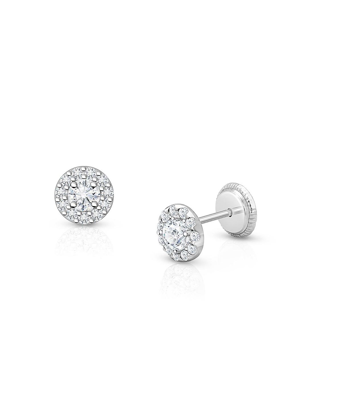 Tiny Blessings Girls' 14K Gold Brilliant Halo Studs Screw Back Earrings - Baby, Little Kid, Big Kid