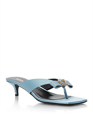 Versace Women's Slip On Embellished Mid Heel Sandals In Forget Me Not