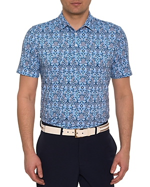 Shop Robert Graham Medallion Tiles Technical Polo In White