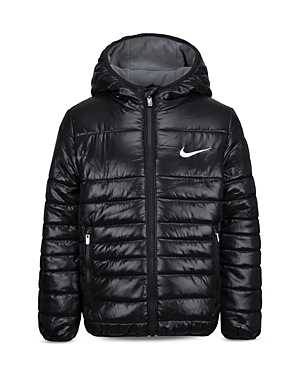 Nike Boys' Hooded Puffer Jacket - Little Kid In Black