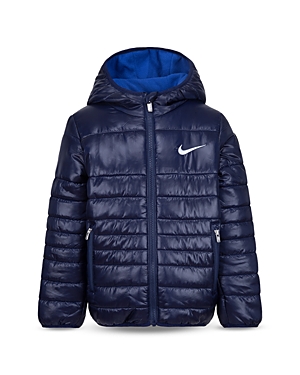 Shop Nike Boys' Hooded Puffer Jacket - Little Kid In Midnight Navy
