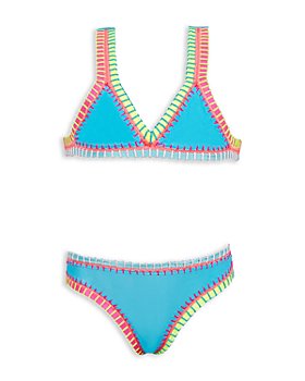 6 To 14 Years Girls Swimming Set Swimsuit Three Piece Rainbow Bikini  Swimsuit 