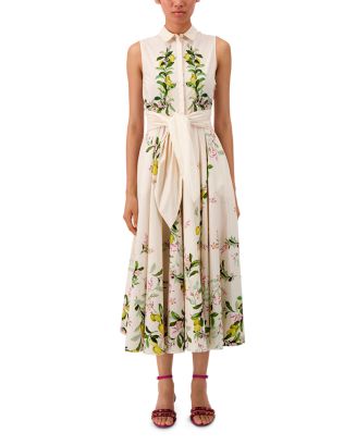 Giambattista Valli Lemon Print Cotton Poplin Midi Shirtdress