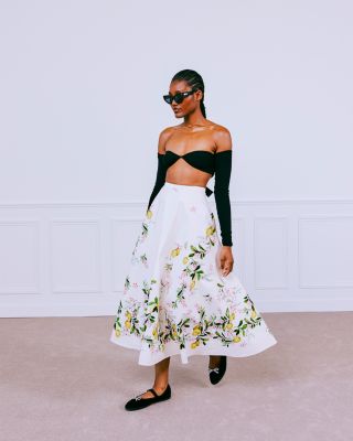 スカート GIAMBATTISTA VALLI Women Mid Skirts 23FWPVCA205734TUL M095 B Giambattista Valli Lemon Print Cotton Midi Skirt