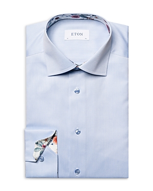 Eton Contrast Accented Contemporary Fit Shirt In Light Blue