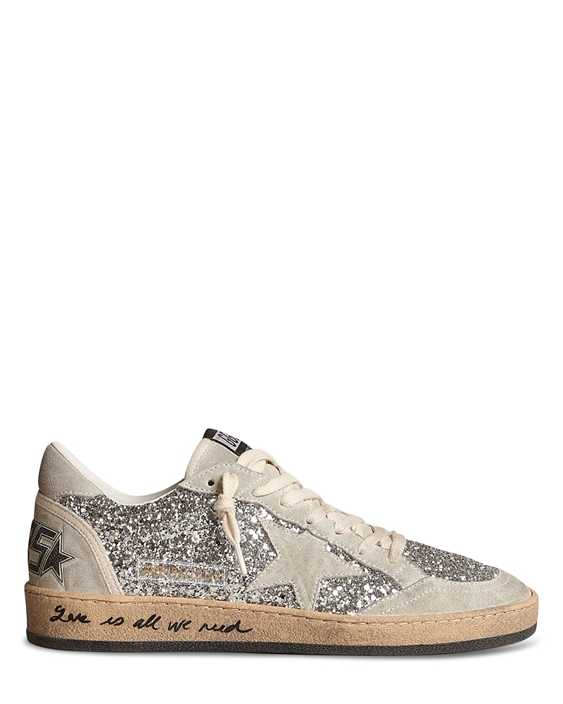 Golden Goose Ball-star Glitter Low-top Sneakers In Neutrals