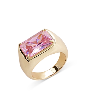 Aqua Pink Statement Ring In 14k Gold Plated In Pink/gold