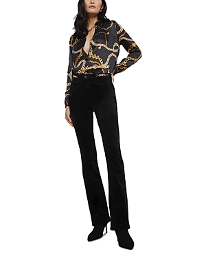 Shop L Agence L'agence Stevie High Rise Chain Trim Straight Leg Jeans In Noir