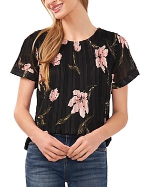 CeCe Pleated Floral Top