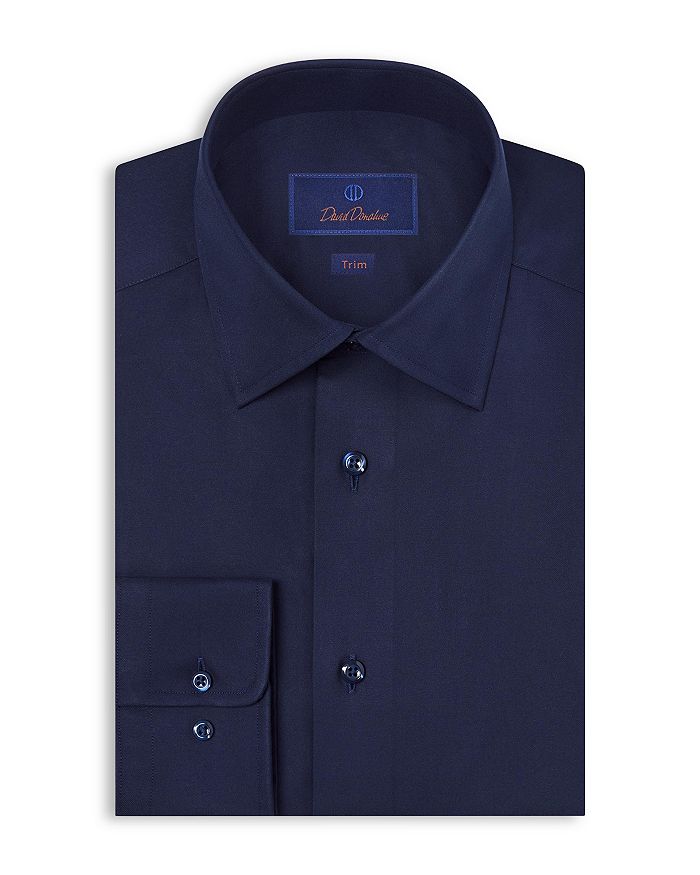 David Donahue Trim Fit Twill Solid Dress Shirt | Bloomingdale's