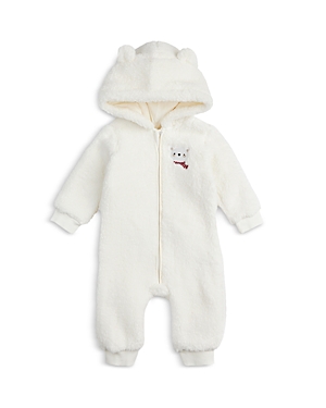 Firsts By Petit Lem Unisex Polar Bear Hooded Sherpa Playsuit - Baby In Off White