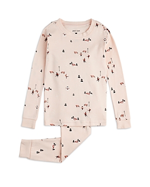 Shop Petit Lem Girls' Pond Skating Print Knit Pajama Set - Little Kid In Light Pink