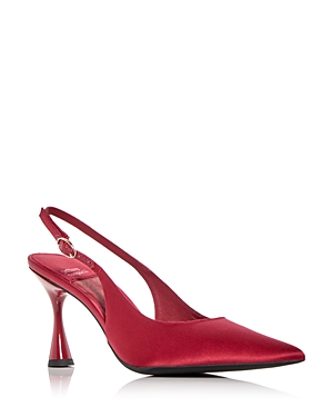 Jeffrey Campbell Women's Estella Slingback Pointed Toe Pumps In Red Satin