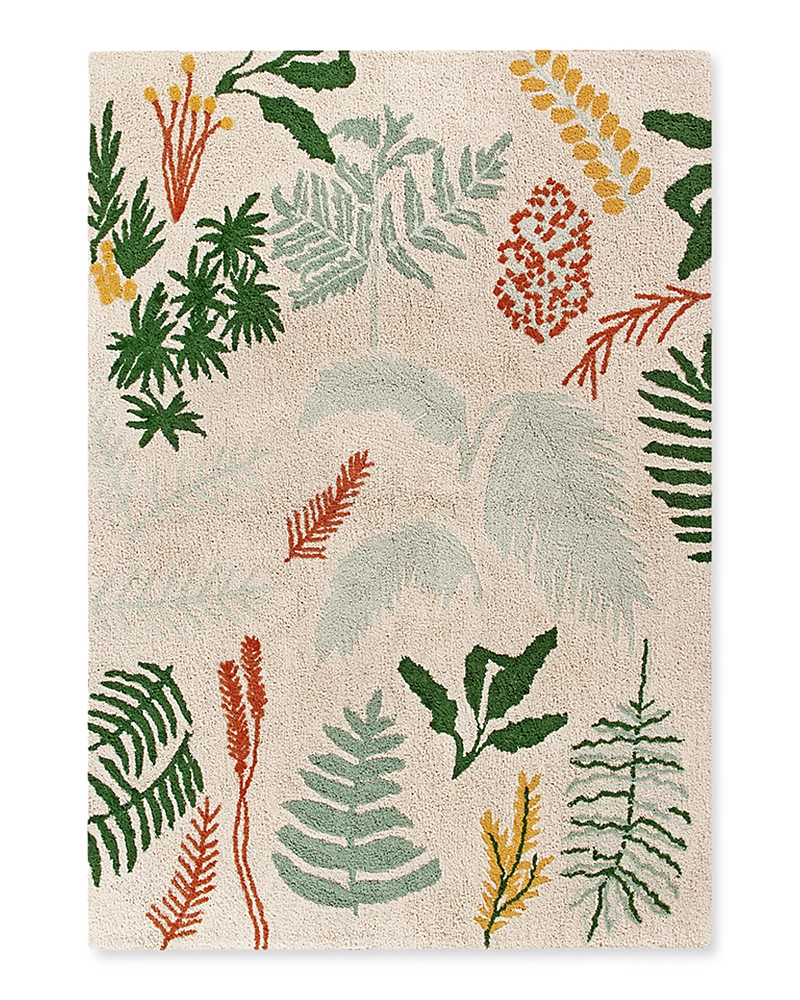Lorena Canals Botanic Plants Washable Cotton Rug In Ivory/green