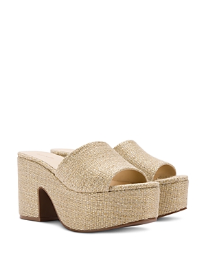 Larroude Women's Miso Metallic Raffia High Heel Platform Sandals In Gold