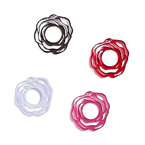 Atelier Saucier Champs De Roses Napkin Rings, Set Of 4 In Multi