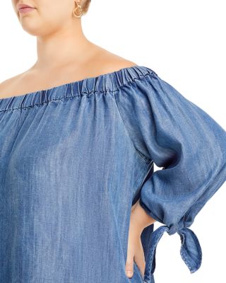 Julie Off-the-Shoulder Chambray Dress