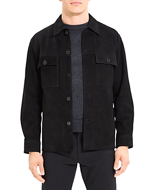 Theory Closson Military Jacket In Suede In Black