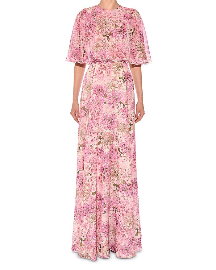 Giambattista Valli Floral Print Silk Cape Dress Bloomingdale s