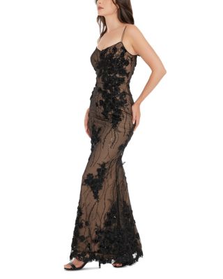 Giovanna Floral Mesh Appliqu&eacute; Gown