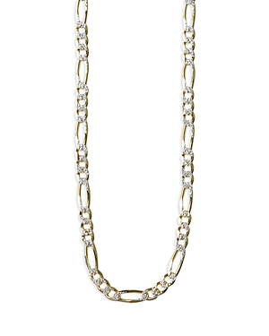 Diamond Cut Figaro Chain Necklace in 18K Gold Plated Sterling Silver, 16