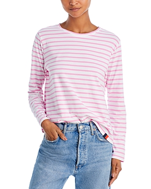 Kule Cotton The Modern Long Top In White/hot Pink