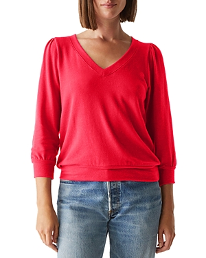 Michael Stars Gabriella V-neck Top In Cardinal