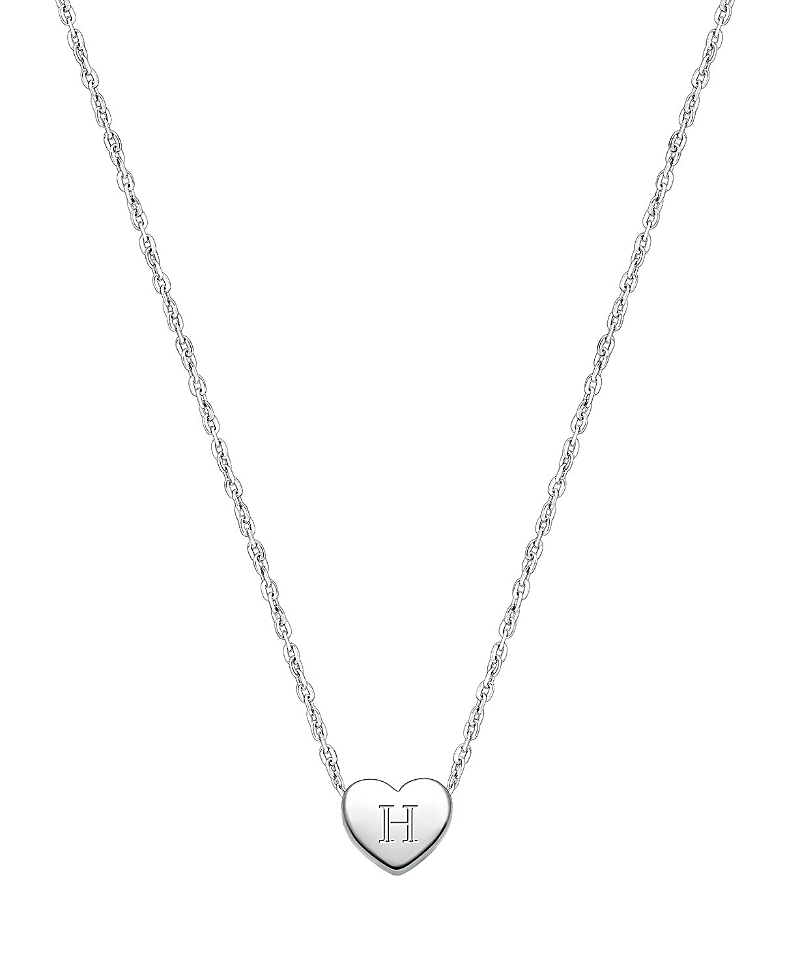 Tiny Blessings Girl's Sterling Silver Mini Sliding Heart & Engraved Initial 12 - 14 Necklace - Little Kid, Big Kid