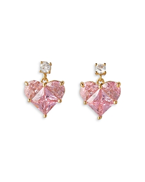 Crystal Haze Jewelry Baby Love Cubic Zirconia Earrings In 18k Gold Plated In Pink