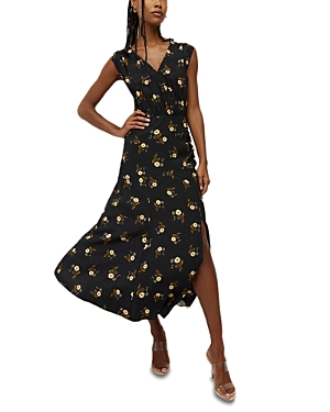 Veronica Beard Wixson Floral Sleeveless A-line Midi Dress In Black Multi