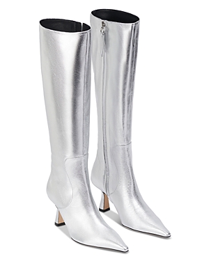 Aeyde Women's Esme Pointed Toe High Heel Boots In Silver